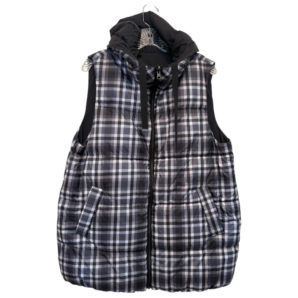 TREASURE & BOND Reversible Plaid Cabin Core Hooded Puffer Vest NWT